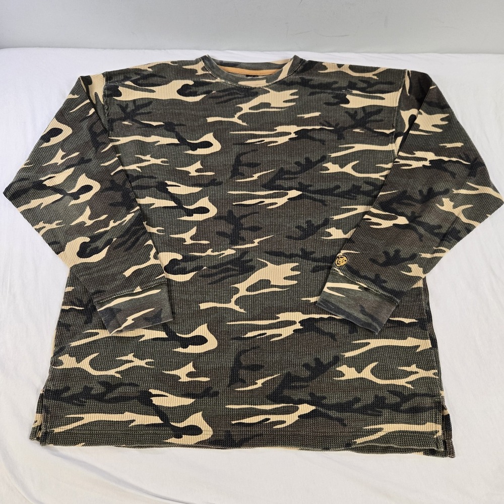 Y2K Camo Waffle Thermal Mens XL Clutch Jeans Skater Grunge 2000s